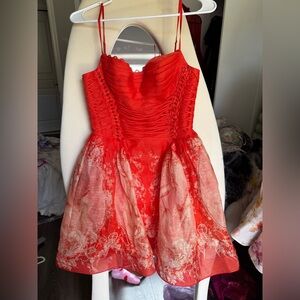 Zimmermann rebellion Red and Cream Mini corset Dress  1 & small